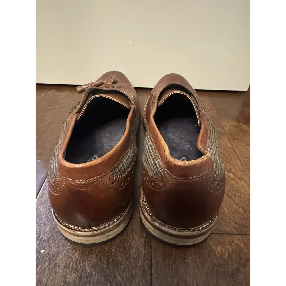 Vintage Foundry Co Wingtip Tassel Loafers Brown Leather Tweed Men's Slip On- 12